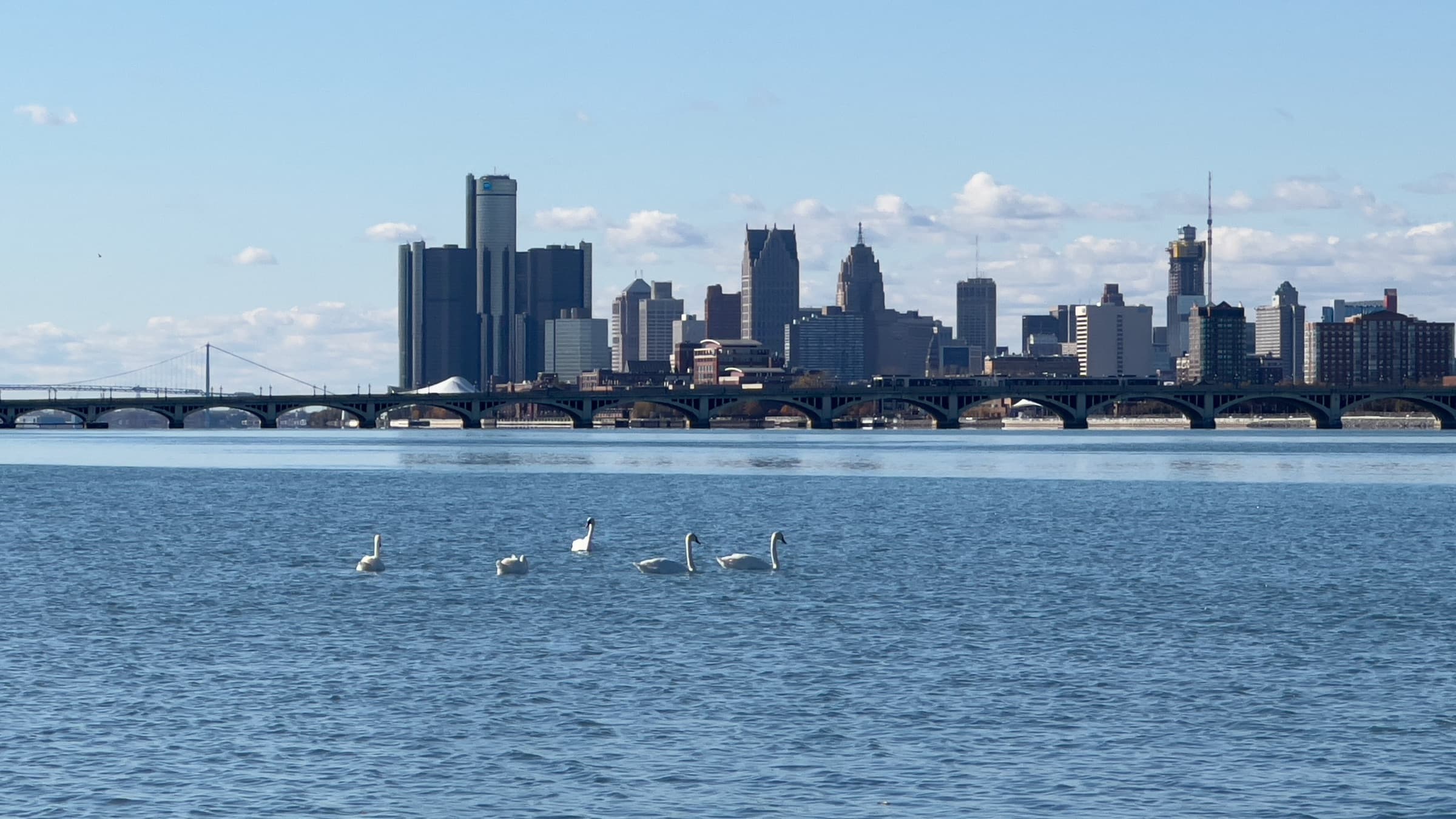 Detroit skyline along the riverfront