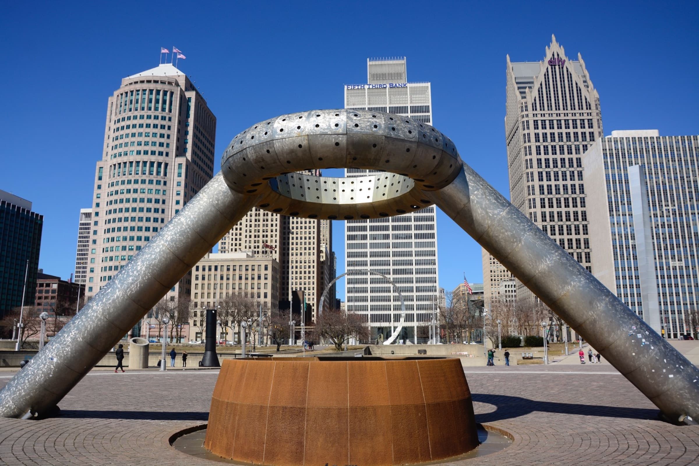 Public sculpture in downtown Detroit
